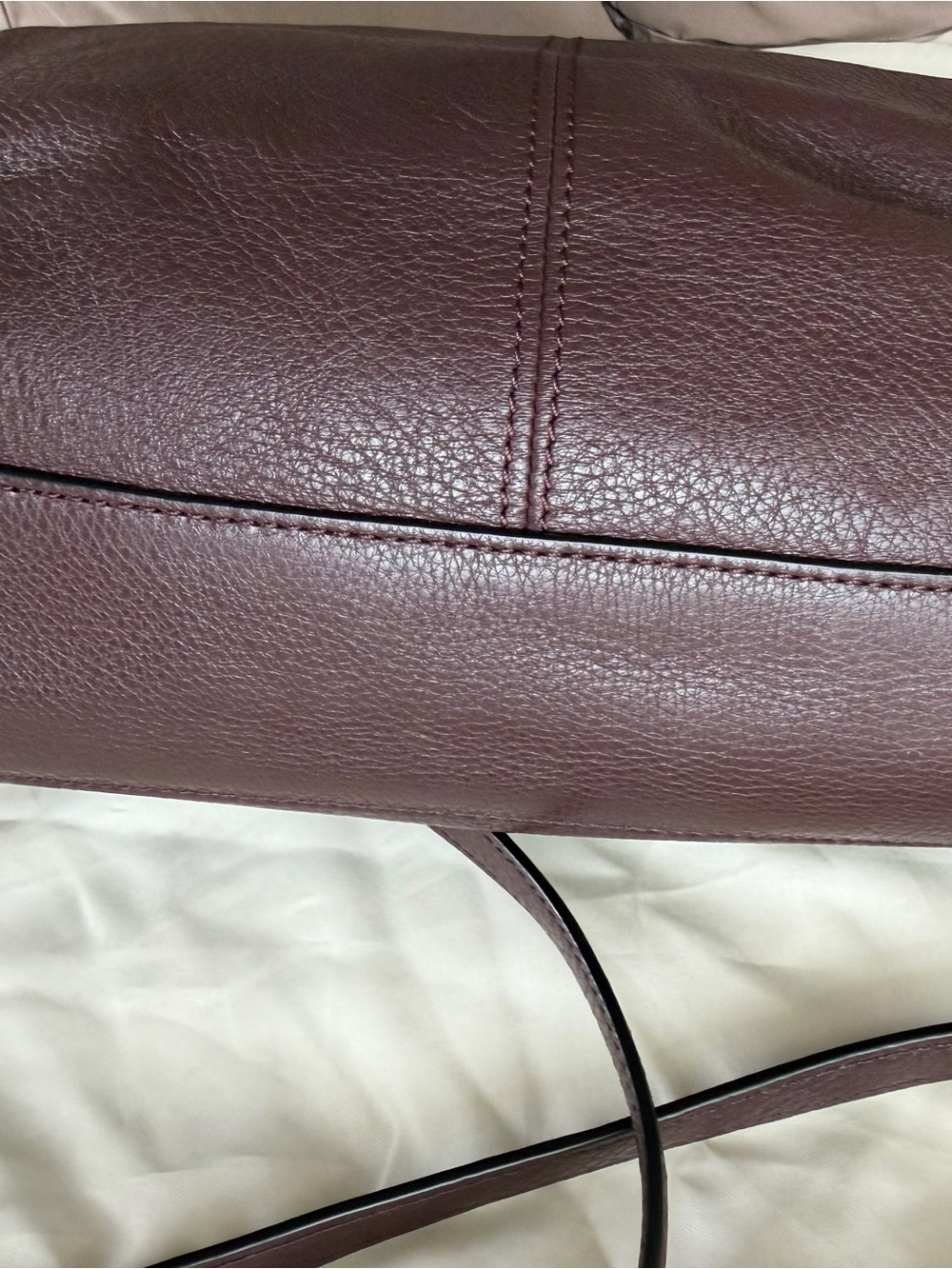 Coach Pebbled Leather Shoulder Bag in Burgundy with Gold Hardware - Picture 11 of 12